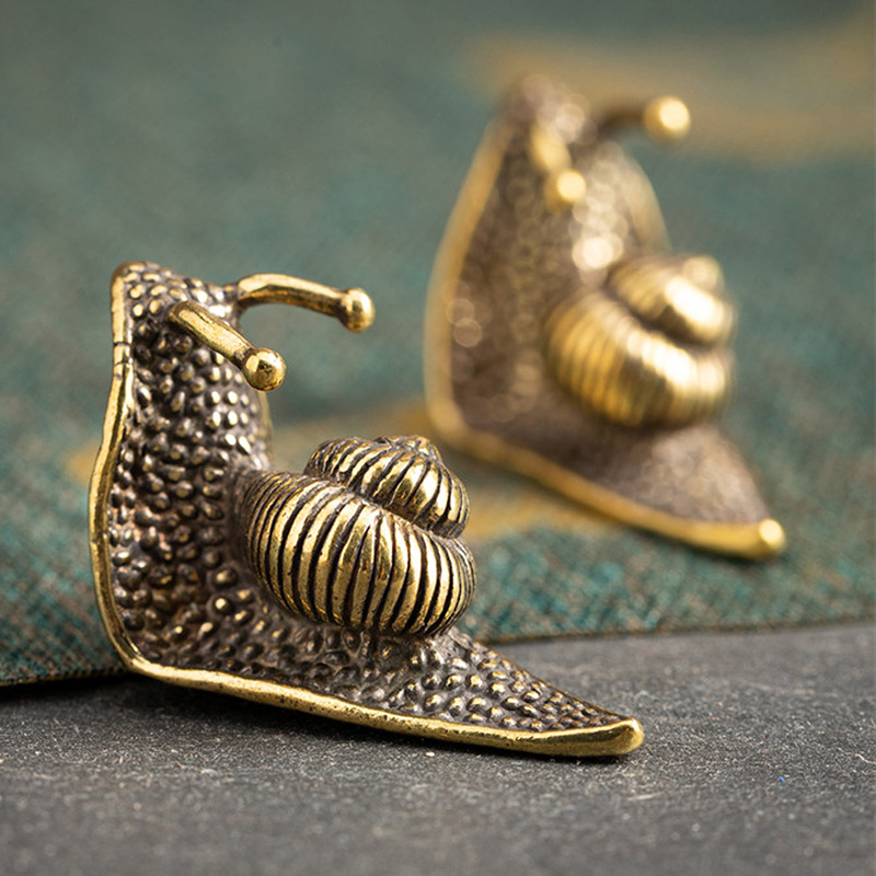 Vintage Collectible Furniture - Ornamen Siput Kuningan Tembaga Murni Antik,