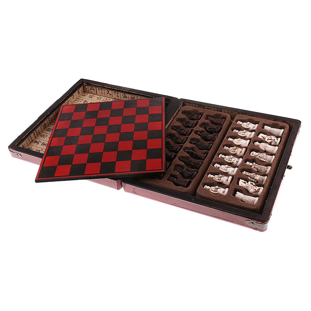 Vintage Collectible Board Games - Set Catur Cina Papan Miniatur Kayu