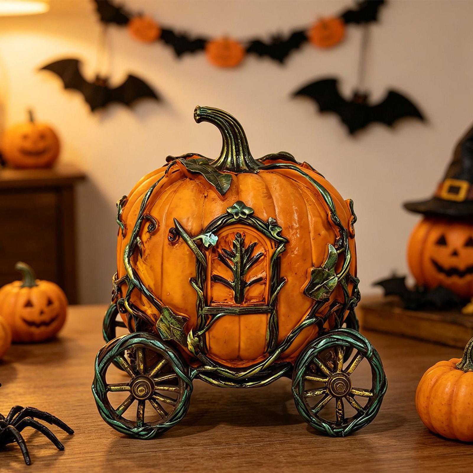Vintage Fairy Figurines Collectible - Dekorasi Labu Halloween, Kereta Klasik, Figur