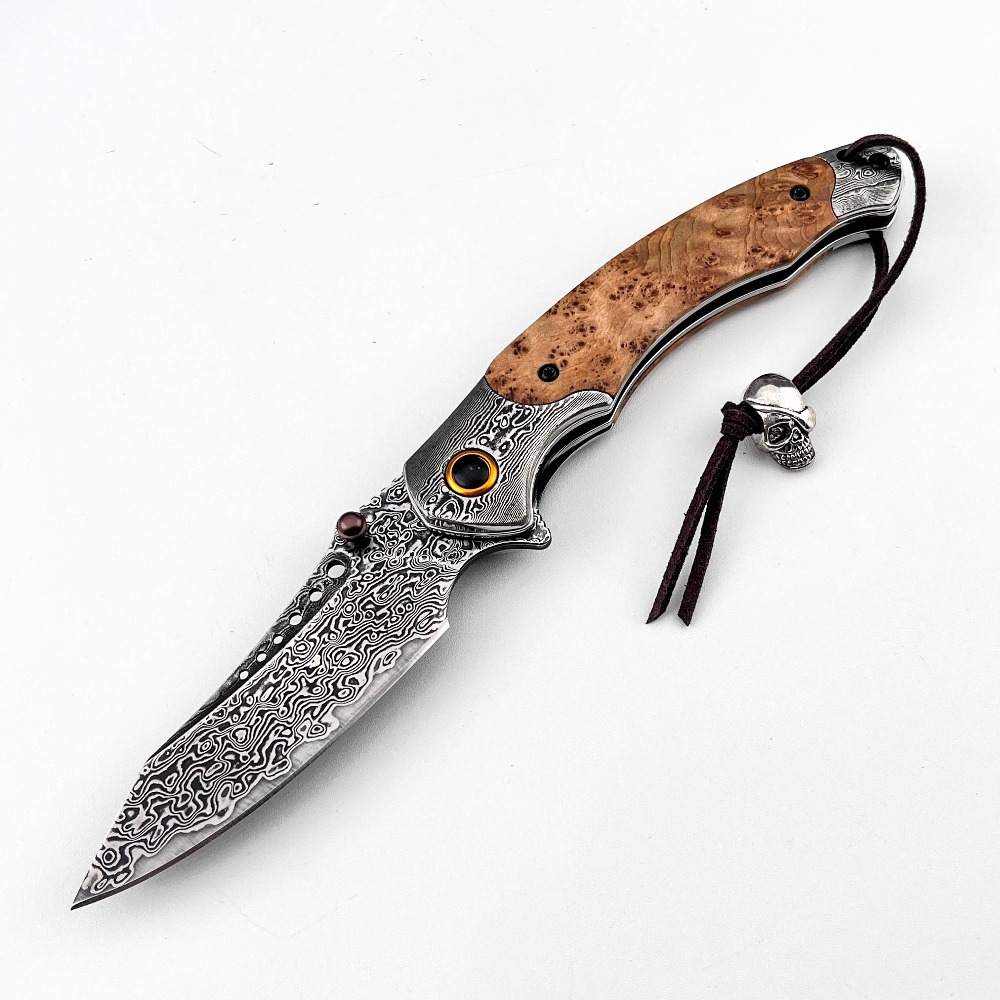 Pisau Lipat Motif Damaskus Kek - Vintage Collectible Pocket Knives ulasan dan harga
