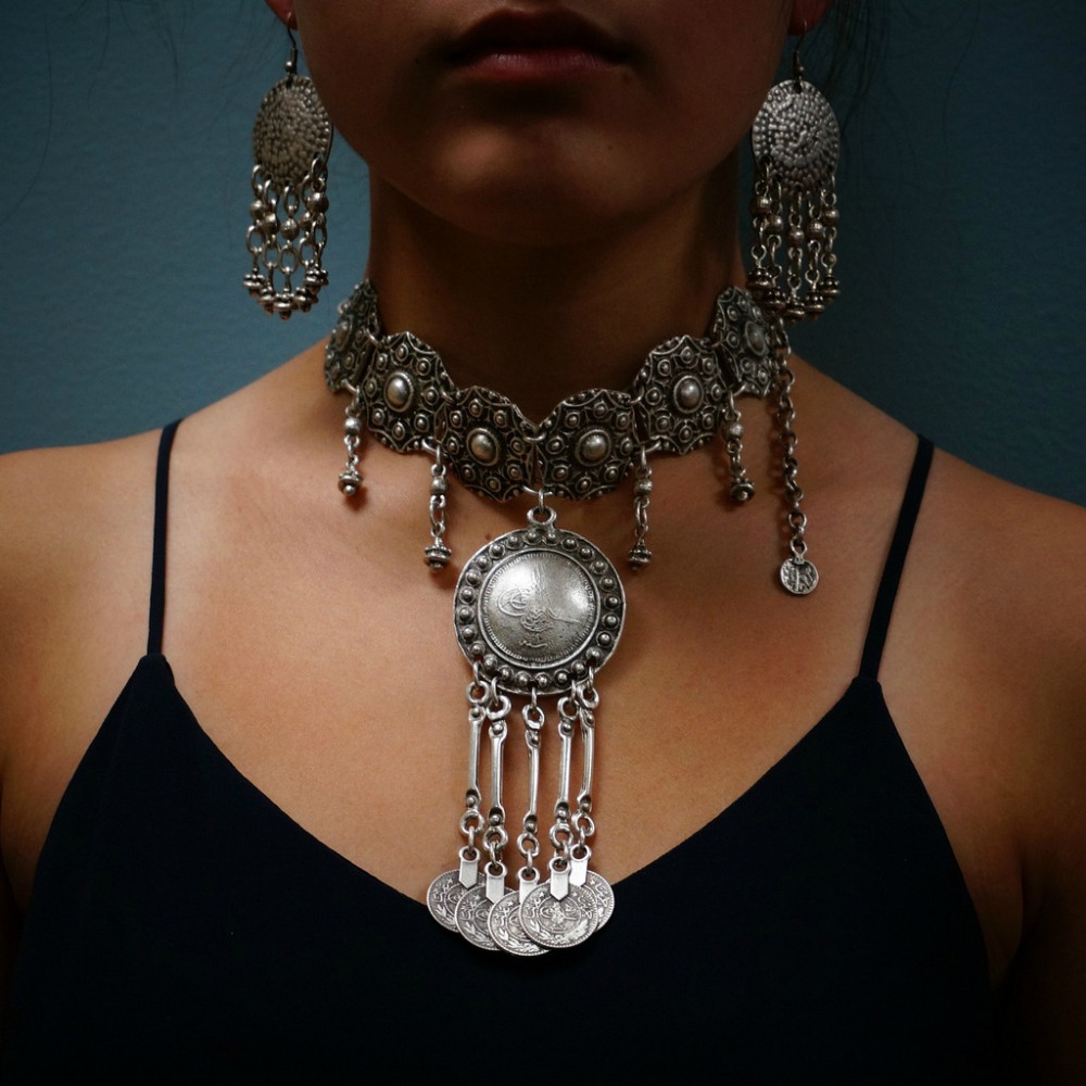 Etnik Gypsy Kalung Rumbai Koin - Vintage Collectible Coins ulasan dan harga