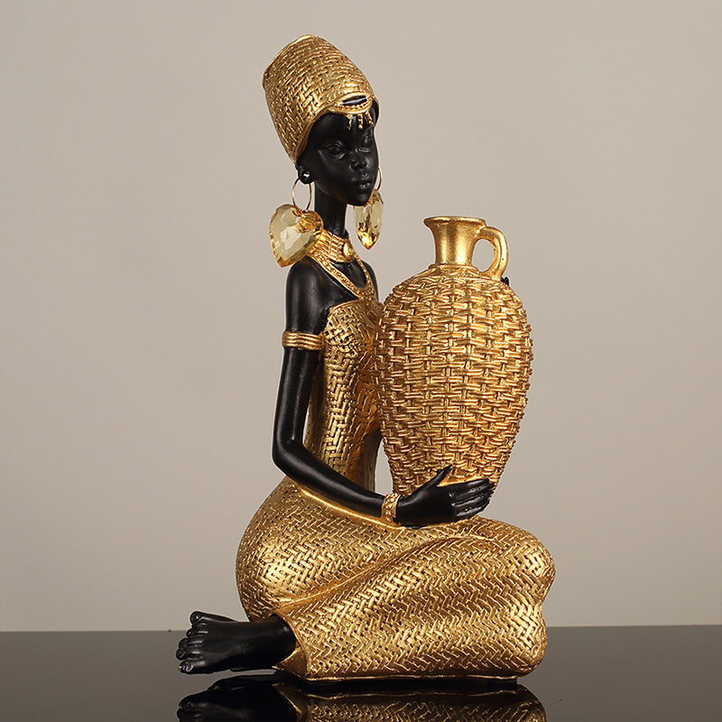 Patung Gadis Afrika Memegang P - Vintage Collectible Furniture ulasan dan harga