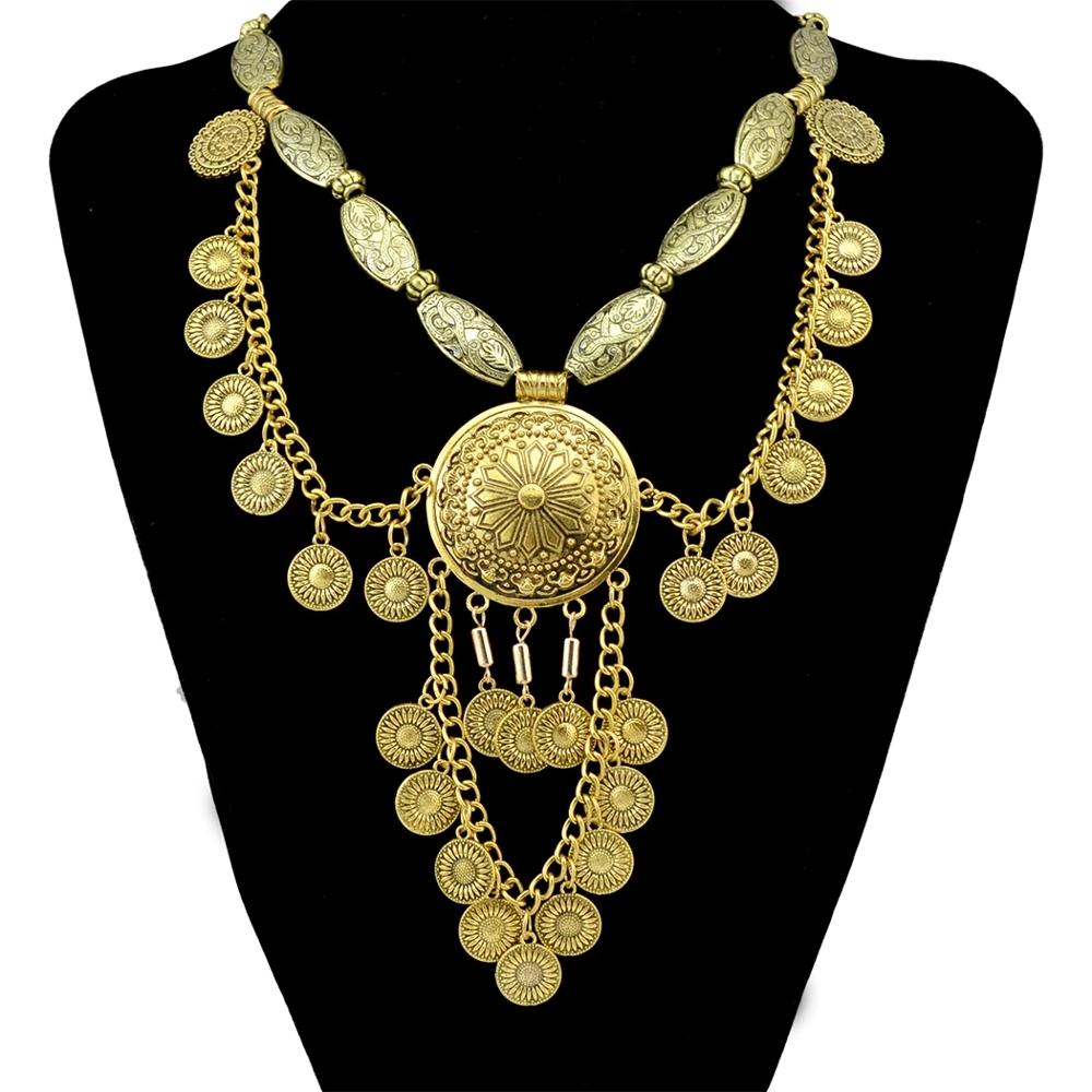 Kalung Choker Besar Etnik Boho - Vintage Collectible Coins ulasan dan harga