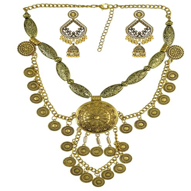 Kalung Choker Besar Etnik Boho - Vintage Collectible Coins ulasan dan harga
